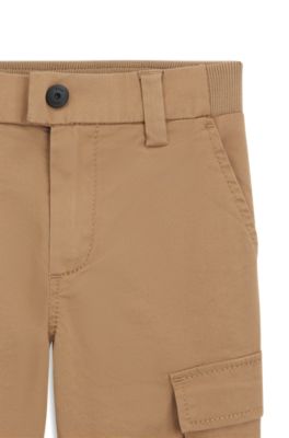 Kids' cargo trousers in stretch cotton, Brown