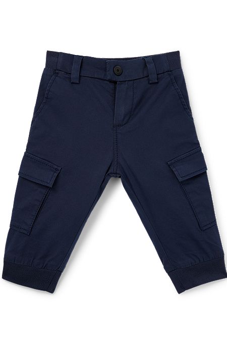 Kids' cargo trousers in stretch cotton, Dark Blue