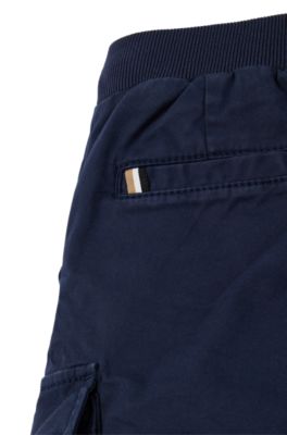 Pantaloni cargo per bambini in cotone elasticizzato, Blu scuro