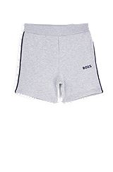 Kids' cotton-blend shorts with stripes and logo, Light Grey