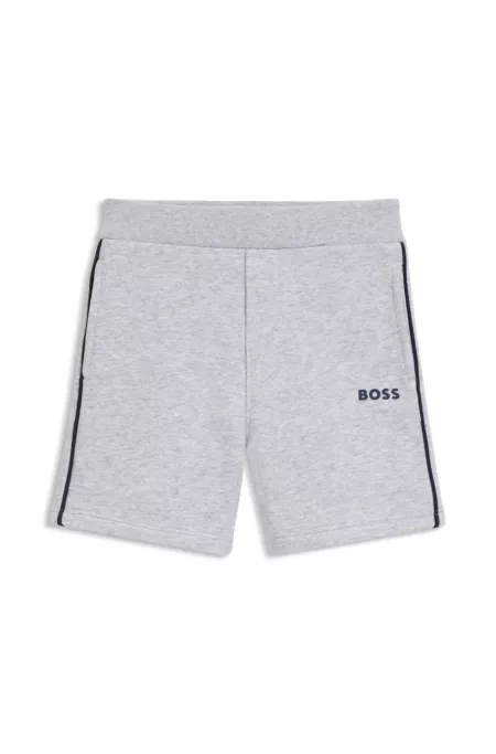 Short en coton mélangé pour enfant, avec rayures et logo