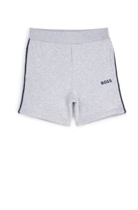 Kids-Shorts aus Baumwoll-Mix mit Streifen und Logo, Hellgrau