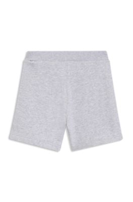 Bermuda per bambini in misto cotone con righe e logo, Grigio chiaro