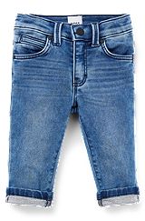 Kids' jeans in stretch denim with branded back pocket, Blue