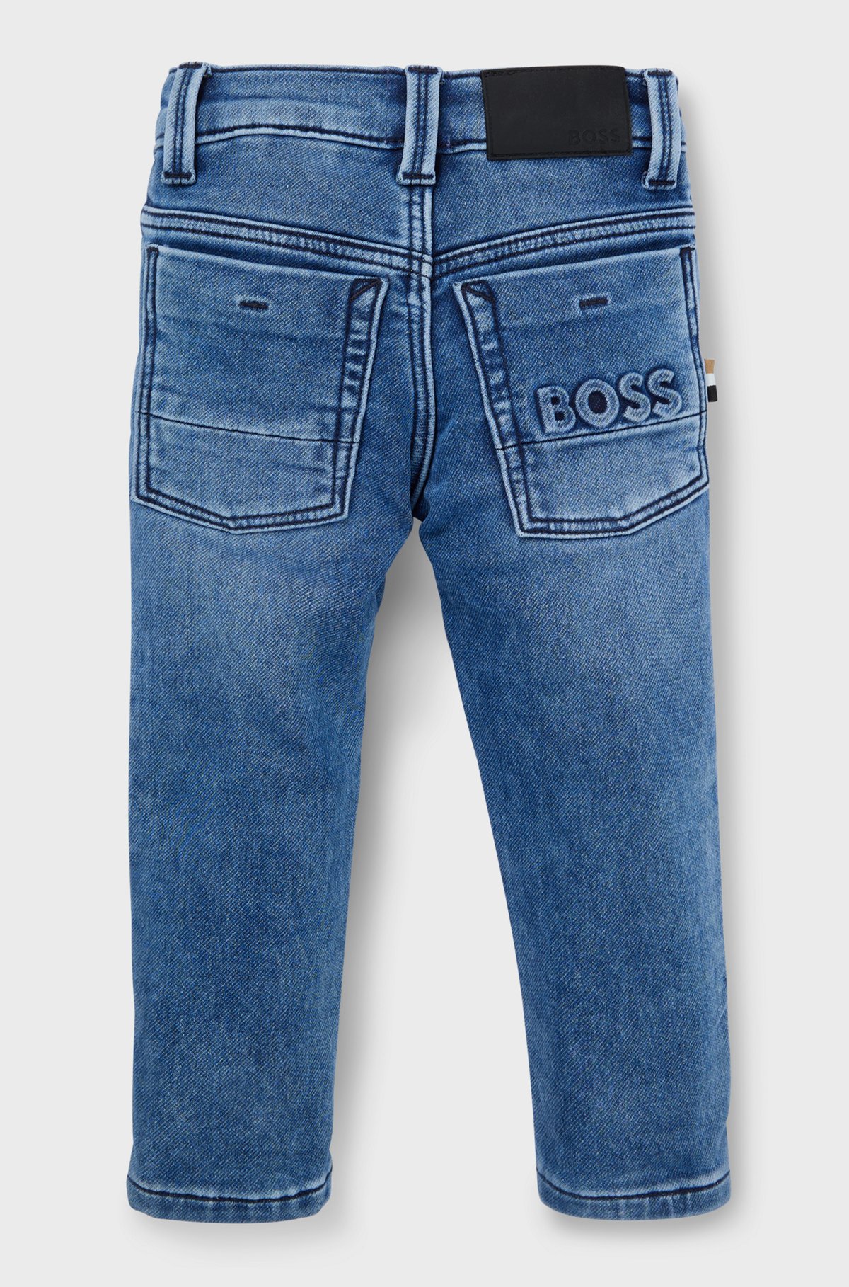 BOSS - Kids' jeans in stretch denim with branded back pocket BOSS - Kids' jeans in stretch denim with branded back pocket
