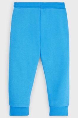 Kids' cotton-blend tracksuit bottoms with vertical logo, Blue