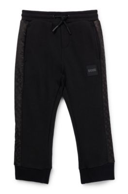 Kids' cotton-blend tracksuit bottoms with monogram inserts, Black