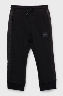 Pantaloni della tuta per bambini in misto cotone con inserti con monogrammi, Nero