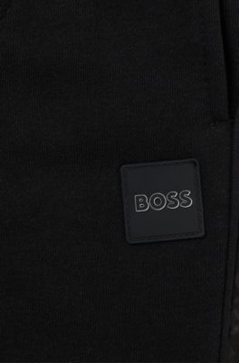 Pantaloni della tuta per bambini in misto cotone con inserti con monogrammi, Nero