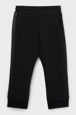 Pantaloni della tuta per bambini in misto cotone con inserti con monogrammi, Nero