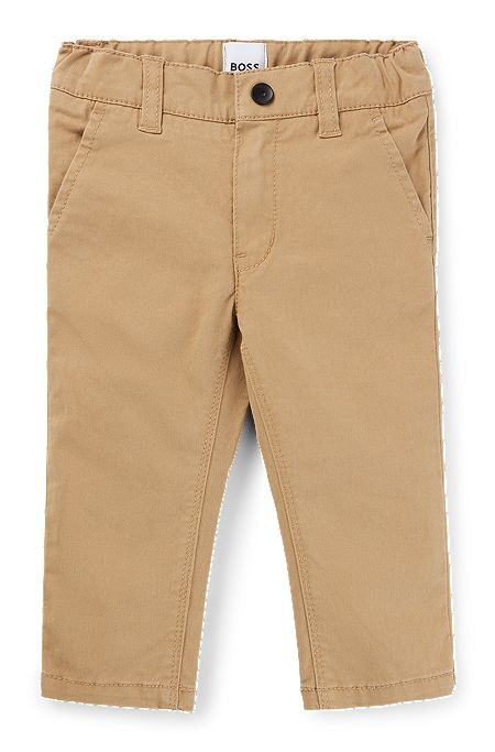 Kids' trousers in stretch-cotton twill, Brown