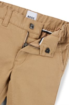 Kids' trousers in stretch-cotton twill, Brown