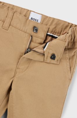 Kids' trousers in stretch-cotton twill, Brown