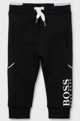 Kids' cotton-blend jogging trousers with logo print, Black