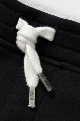 Kids' cotton-blend jogging trousers with logo print, Black