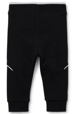Kids' cotton-blend jogging trousers with logo print, Black
