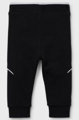 Kids' cotton-blend jogging trousers with logo print, Black