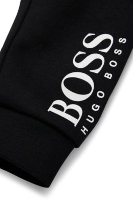 Kids' cotton-blend jogging trousers with logo print, Black