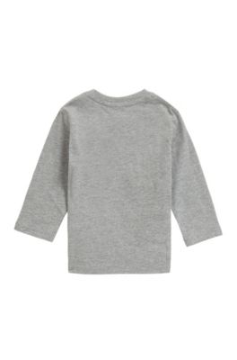 T-shirt enfant &agrave; manches longues avec imprim&eacute; et logo brod&eacute;, Gris chin&eacute;