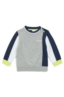 BOSS - Maglione da bambino a blocchi di colore in cotone pettinato