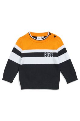 logo sweater in a striped cotton blend