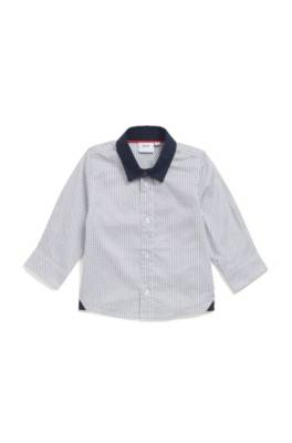 Chemise Slim Fit pour enfant en satin de coton, avec monogrammes