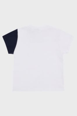 Kids' colour-block T-shirt in cotton with logo, White