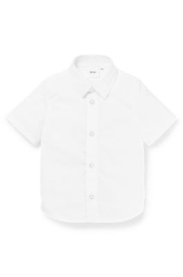 Kids' short-sleeved shirt in easy-iron Oxford cotton, White