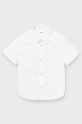 Kids' short-sleeved shirt in easy-iron Oxford cotton, White