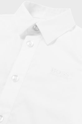 Kids' short-sleeved shirt in easy-iron Oxford cotton, White