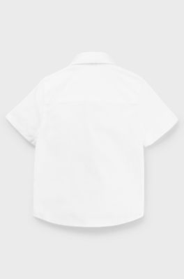 Kids' short-sleeved shirt in easy-iron Oxford cotton, White
