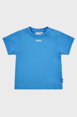 Kids' T-shirt in cotton jersey with logo print, Blue