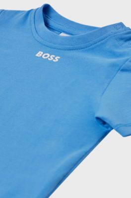 Kids' T-shirt in cotton jersey with logo print, Blue