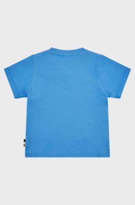 Kids' T-shirt in cotton jersey with logo print, Blue