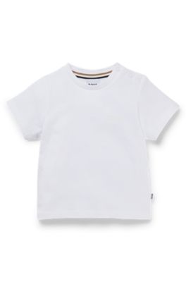 Kids' T-shirt in cotton jersey with logo print, White