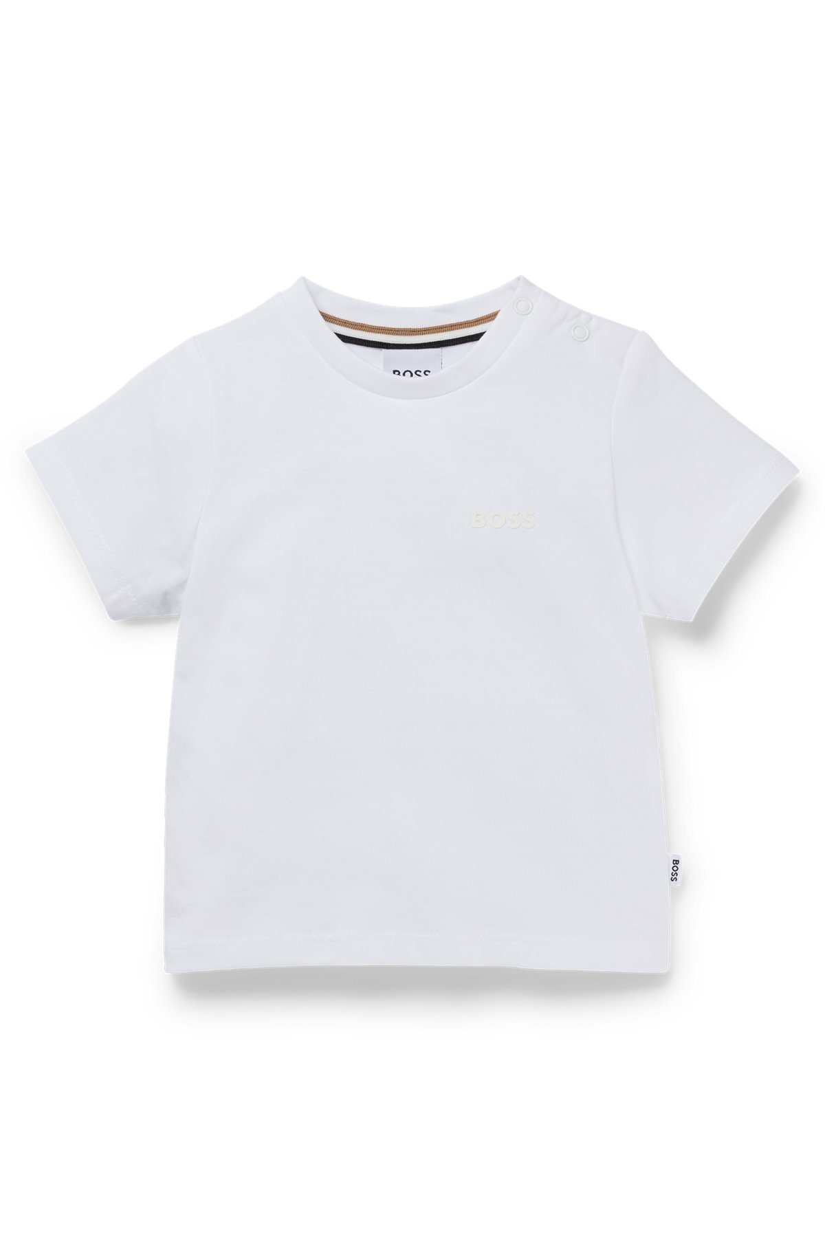 Kids' T-shirt in cotton jersey with logo print, White