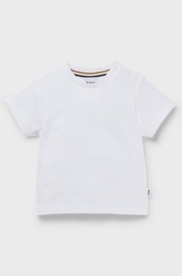 Kids' T-shirt in cotton jersey with logo print, White