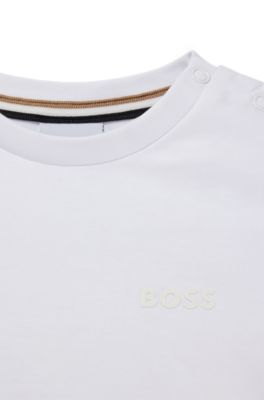 Kids' T-shirt in cotton jersey with logo print, White