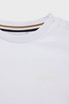 Kids' T-shirt in cotton jersey with logo print, White