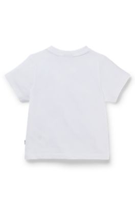 Kids' T-shirt in cotton jersey with logo print, White