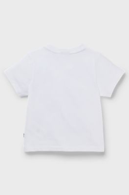 Kids' T-shirt in cotton jersey with logo print, White