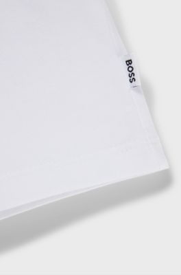 Kids' T-shirt in cotton jersey with logo print, White