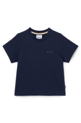 키즈 로고 프린트 코튼 저지 티셔츠, 다크 블루