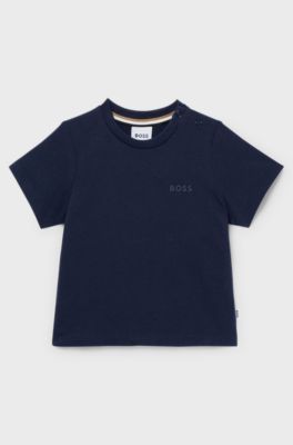 Kids' T-shirt in cotton jersey with logo print, Dark Blue