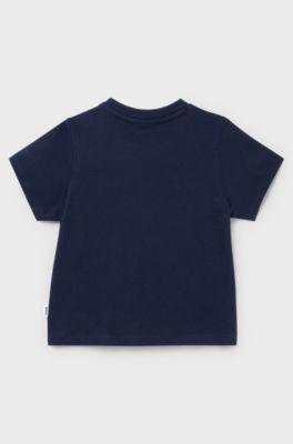 Kids' T-shirt in cotton jersey with logo print, Dark Blue
