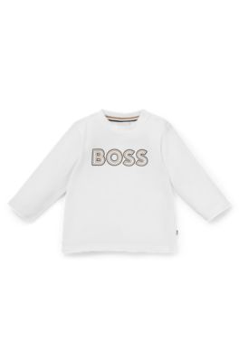 Kids' long-sleeved T-shirt in cotton with logo print, White