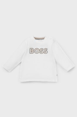Kids' long-sleeved T-shirt in cotton with logo print, White