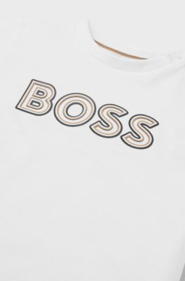 Kids' long-sleeved T-shirt in cotton with logo print, White