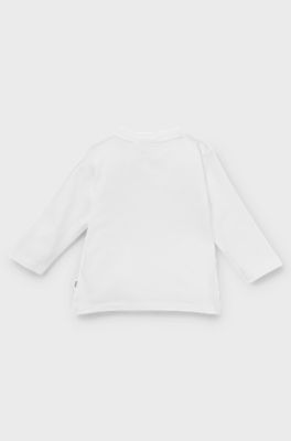 Kids' long-sleeved T-shirt in cotton with logo print, White