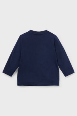 Kids' long-sleeved T-shirt in cotton with logo print, Dark Blue